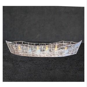 Costa Brava Golden Luxury Collection Silver Iron Gold Frosted 6 Candle Holder